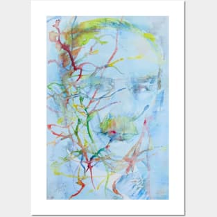 THOMAS MANN watercolor and acrylic portrait Posters and Art